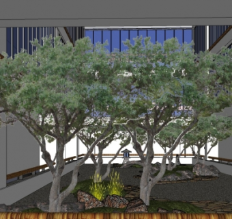 中式园林景观su模型