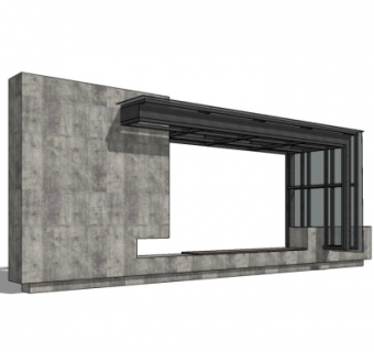 现代公交候车亭su模型