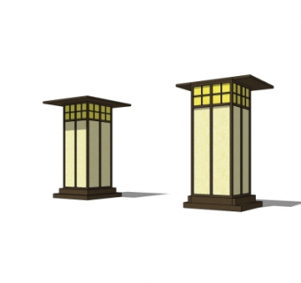 中式草坪灯su模型
