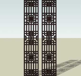 中式屏风隔断su模型