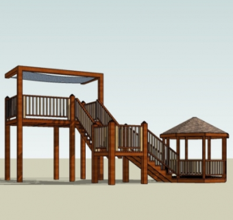 中式观景平台su模型