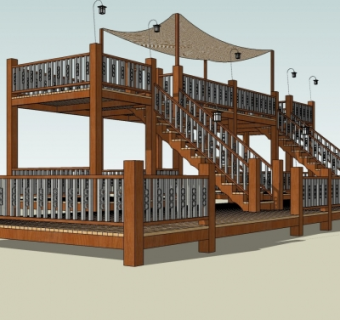 中式观景平台免费su模型