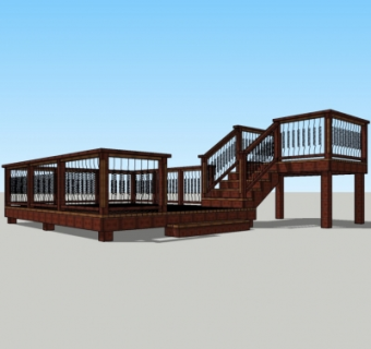 中式观景平台免费su模型