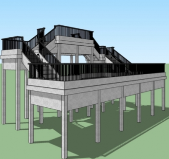 现代观景平台su模型