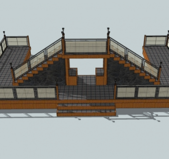 中式观景平台su模型