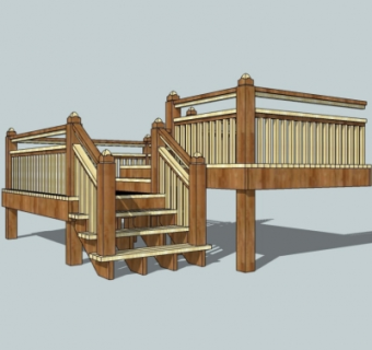 中式楼梯su模型