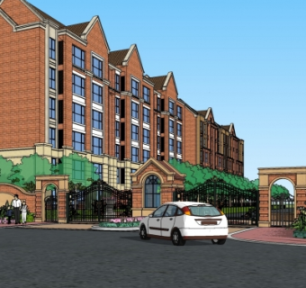 欧式小区规划su模型