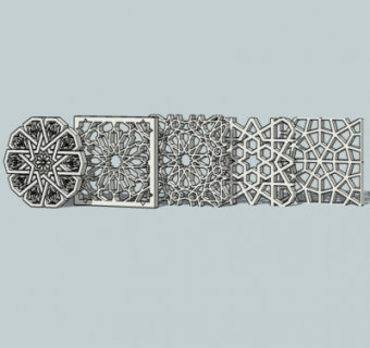 现代雕花窗格su模型