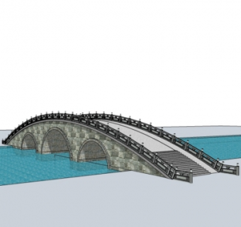 中式石拱桥su模型