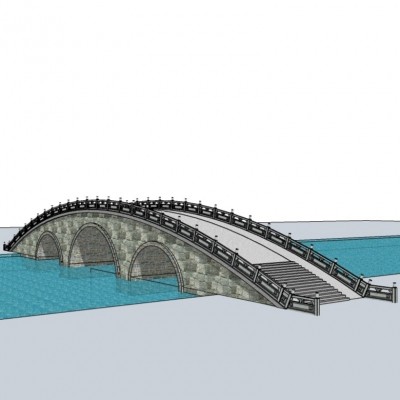 中式石拱桥su模型