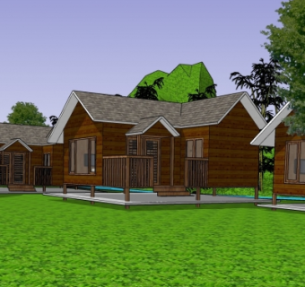 东南亚小木屋su模型