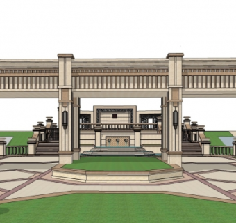 法式小区入口规划免费su模型