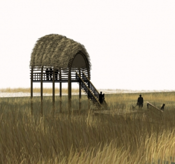 现代茅草屋su模型