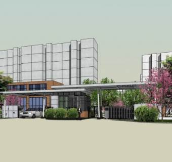 现代小区入口大门su模型