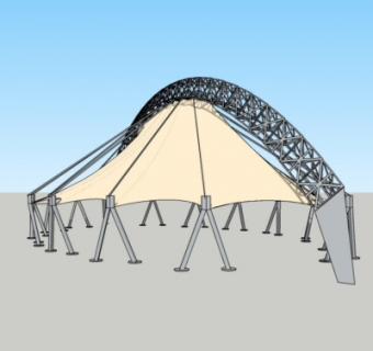 现代张拉膜雨棚su模型