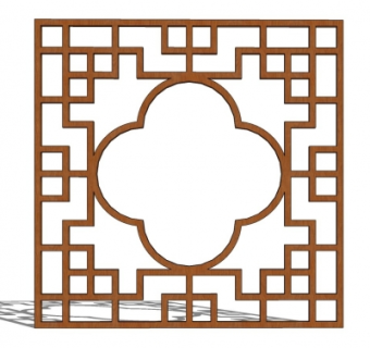 中式窗格su模型