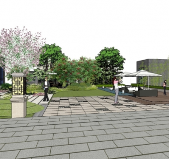 中式园林景观su模型