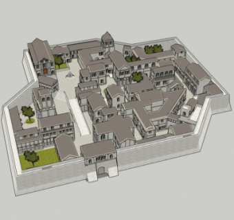 欧式古典小镇规划su模型