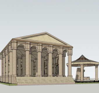 欧式神殿su模型