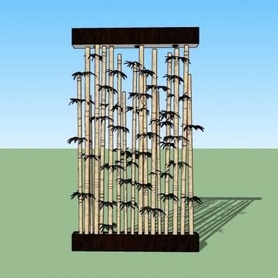 中式竹子背景墙饰su模型
