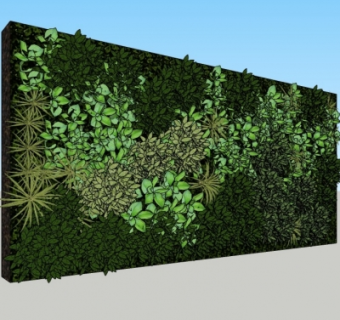 现代绿植背景墙su模型