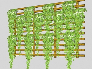 现代植物背景墙su模型