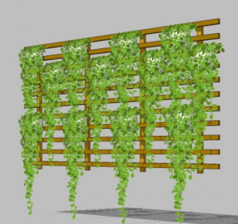 现代植物背景墙su模型