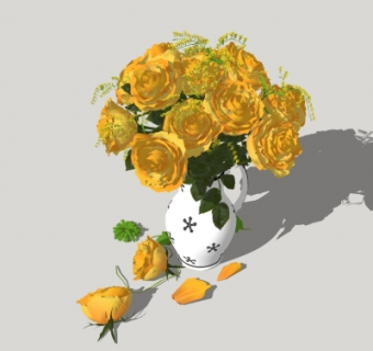 现代花瓶花卉su模型