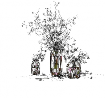 现代花瓶花卉su模型