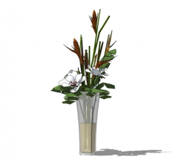现代花瓶花卉su模型
