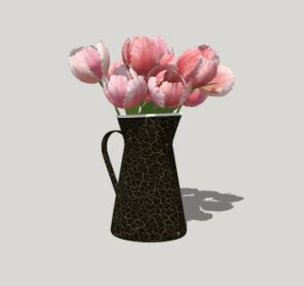 现代花瓶花卉su模型