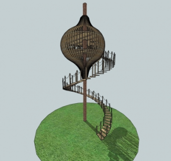 现代休闲树屋su模型