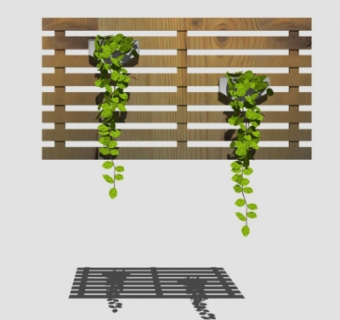 现代绿植背景墙su模型