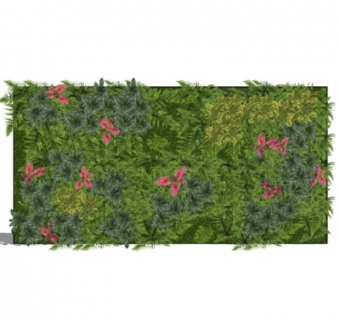 现代绿植背景墙su模型