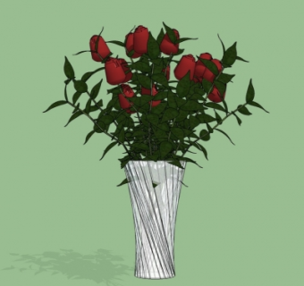 现代花瓶花卉su模型