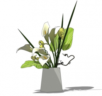 现代花瓶花卉su模型