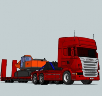 现代拖车卡车su模型