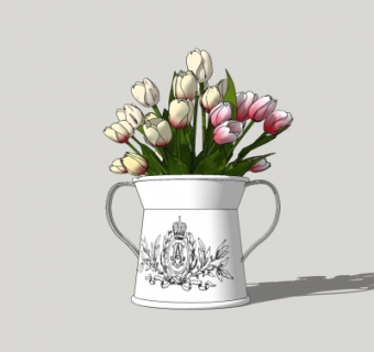 现代花瓶花卉su模型