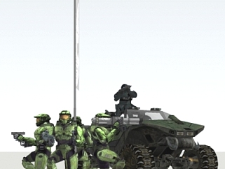 现代游戏装甲士兵组合su模型