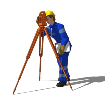 现代测绘工人su模型