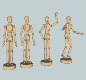 现代人偶摆件组合su模型