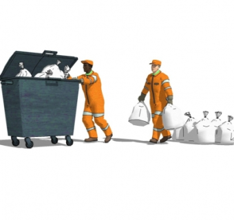 现代环卫工人su模型