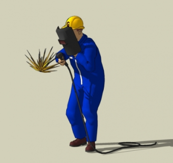 现代电焊工人su模型