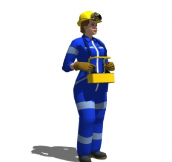 现代工人su模型