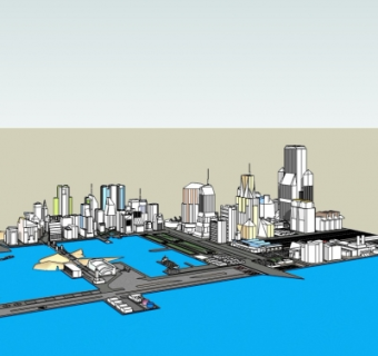 现代城市规划设计su模型