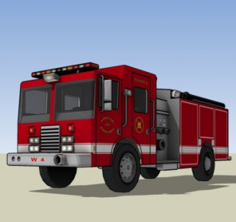 现代消防车su模型