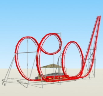 现代游乐场过山车su模型