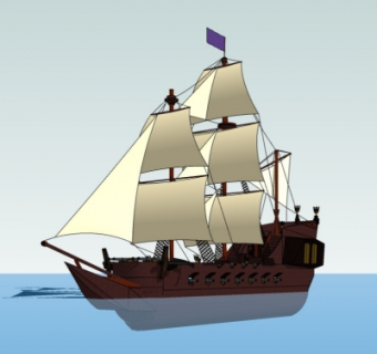 中式帆船su模型