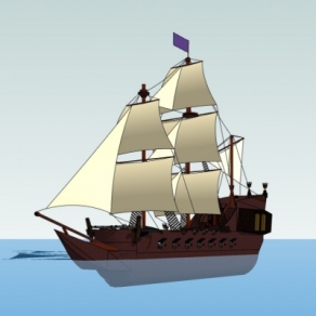 中式帆船su模型