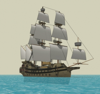 中式古代战船su模型